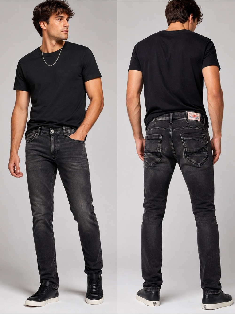 Hoodie Jeans Black Slim Moto Biker Jeans Mens 36 Y2K Streetwear